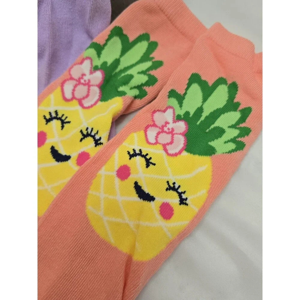 Lot of 4 Pairs Girls Crew Socks Owl Mermaid Unicorn Pineapple Medium New